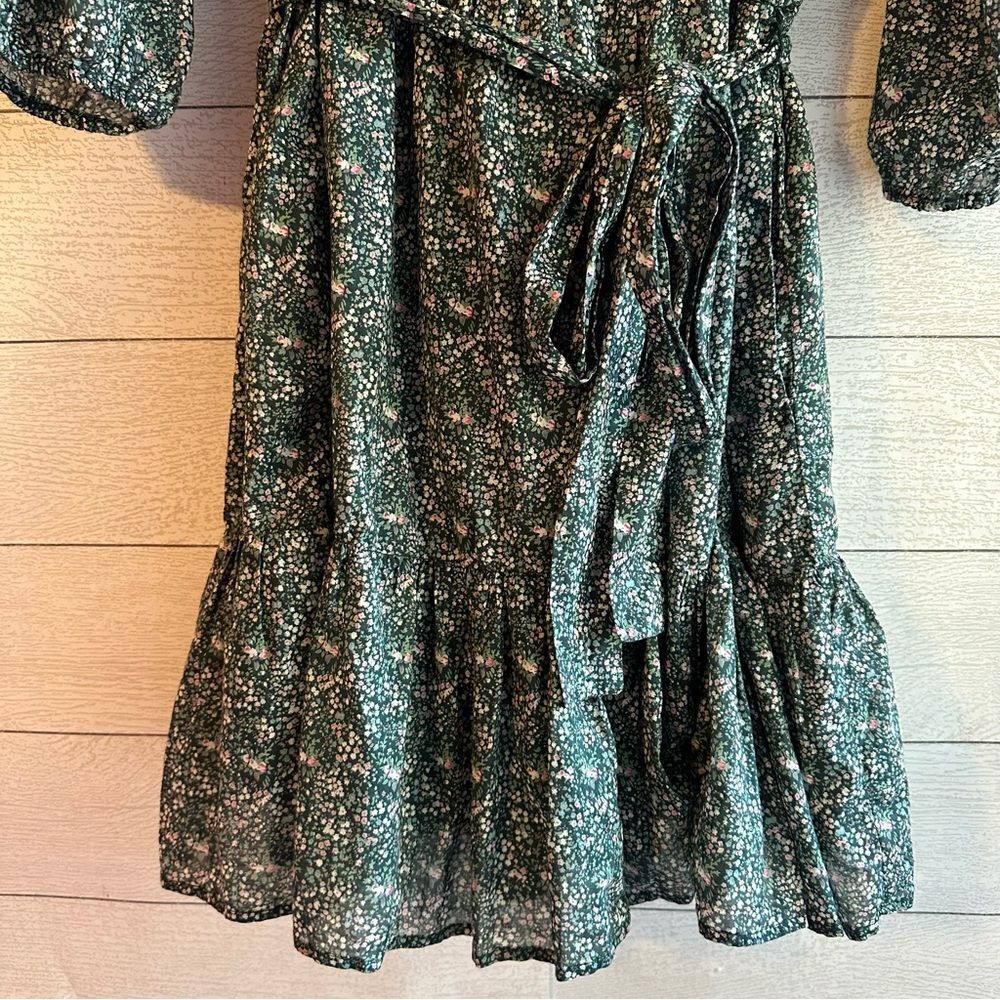 Trovata Birds Of Paradis Nia Short Tiered Dress Moss Ditsy Floral Green Medium - Picture 6 of 11